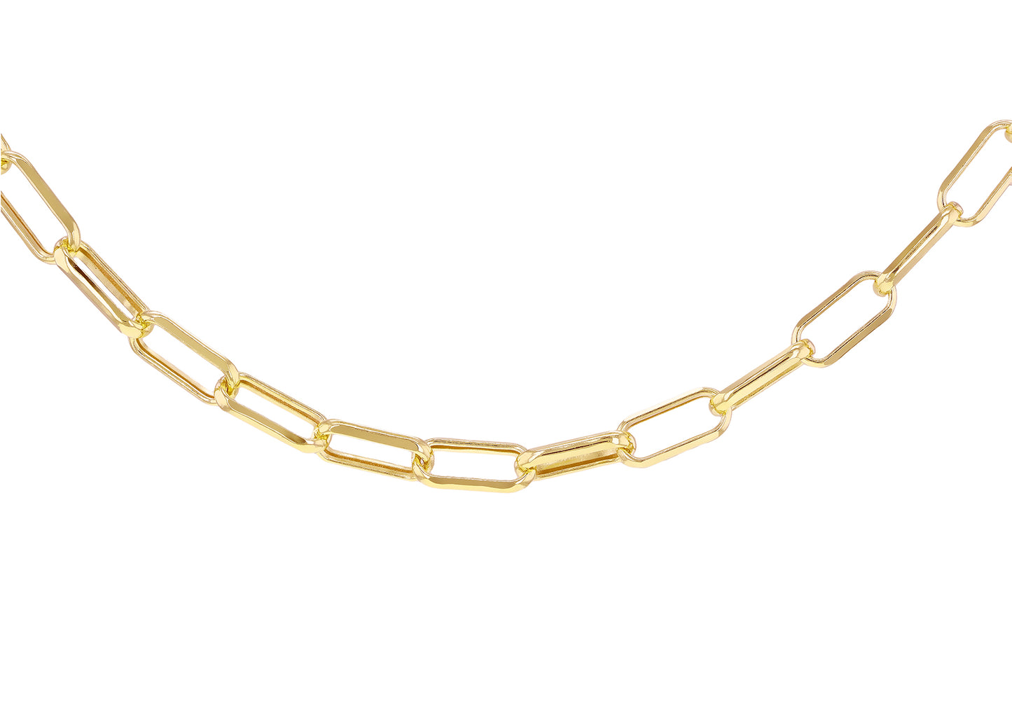 Yellow Gold Paperclip Link Chain Necklace for Her