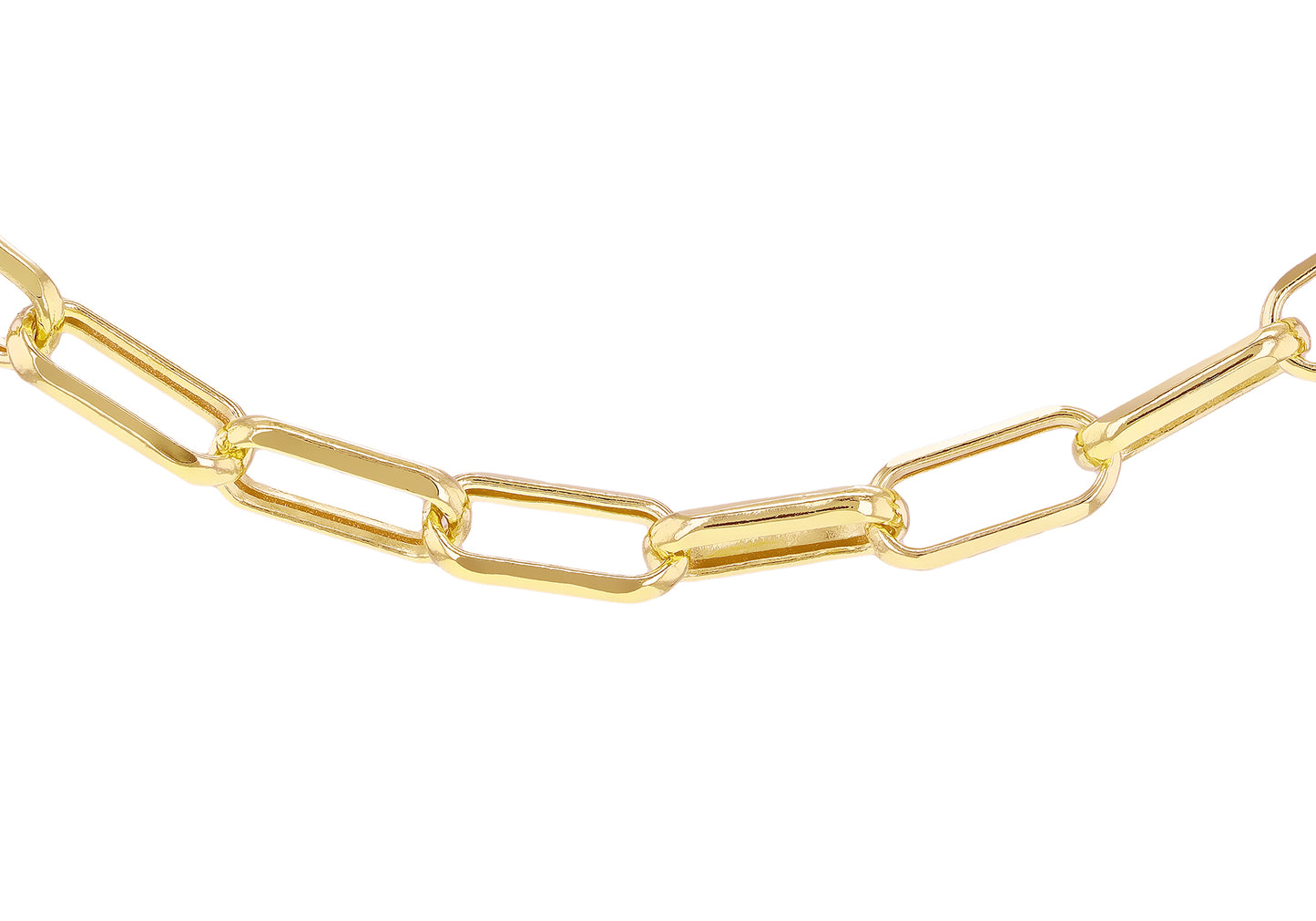 Yellow Gold Paperclip Link Chain Necklace for Her