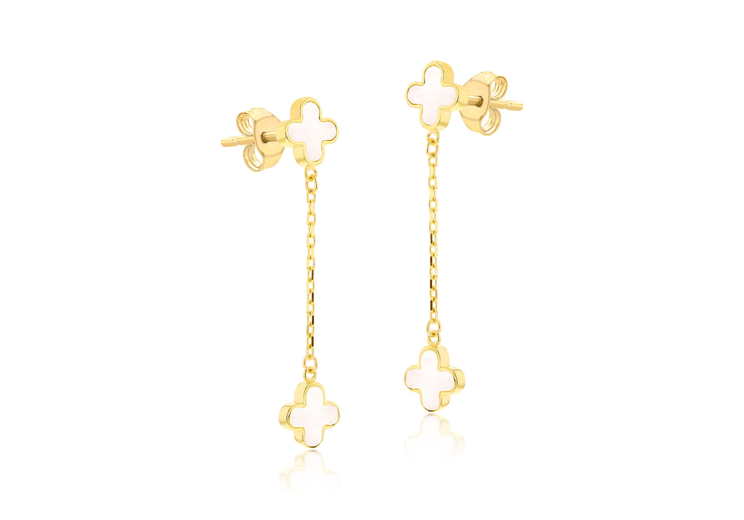 Mother of Pearl Leaf Motif Gold Drop Earrings for Her