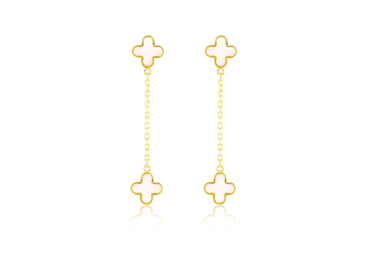 Mother of Pearl Leaf Motif Gold Drop Earrings for Her