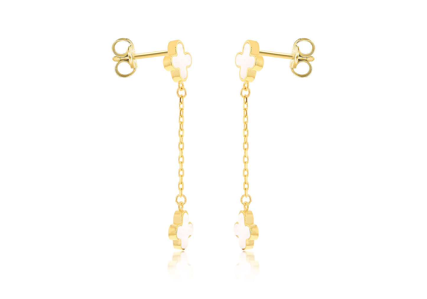 Mother of Pearl Leaf Motif Gold Drop Earrings for Her