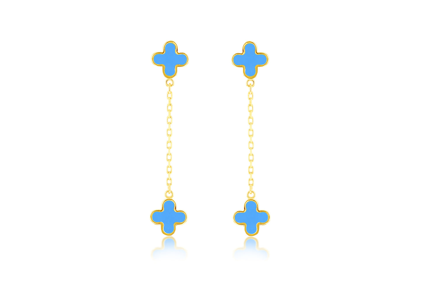 Turquoise Leaf Motif Gold Drop Earrings for Her