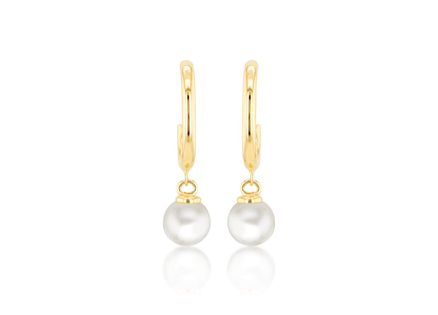 Gold and Pearl Drop Semi Hoop Earrings for Her