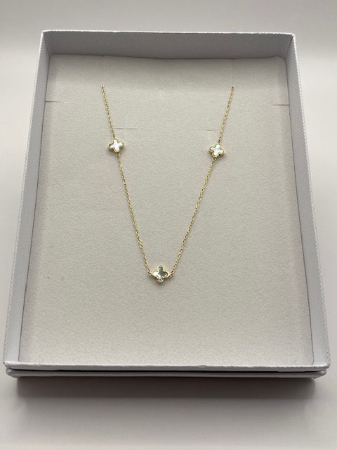Mother of Pearl Leaf Motif Gold Necklace for Her