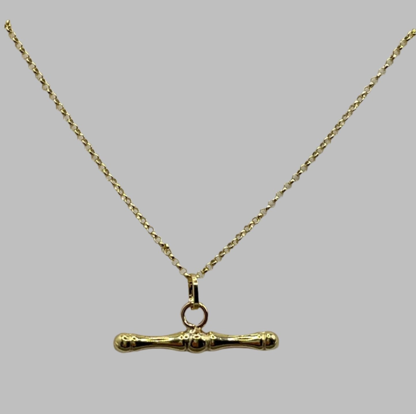 Yellow Gold T-bar Necklace for Her