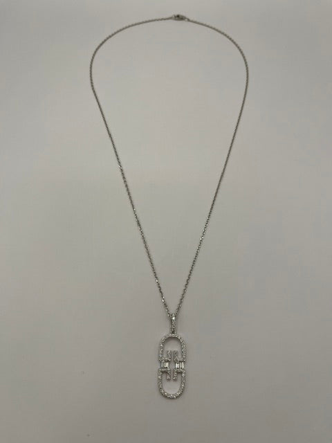 Ovate Diamond & Gold Pendant Necklace