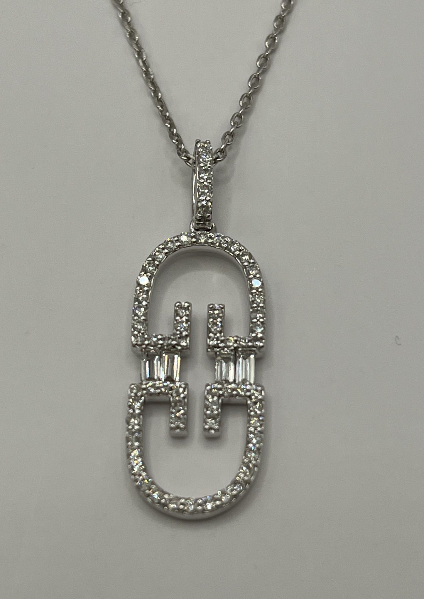 Ovate Diamond & Gold Pendant Necklace