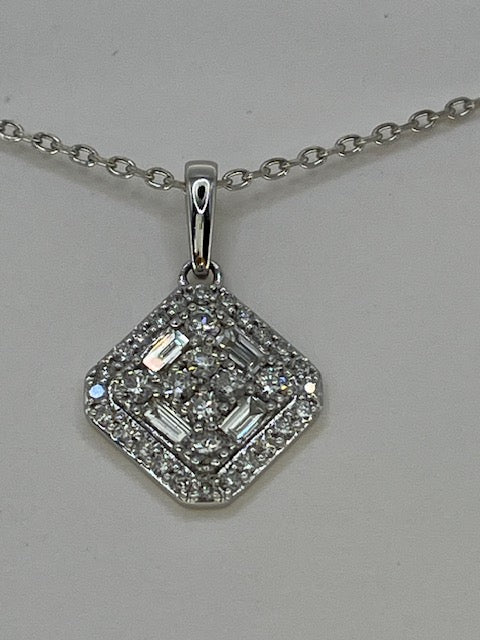 Diamond Halo Pendant Necklace for Her