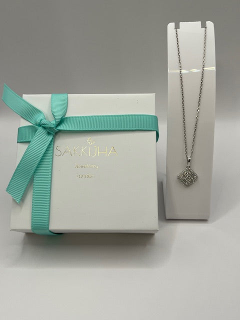 Diamond Halo Pendant Necklace for Her
