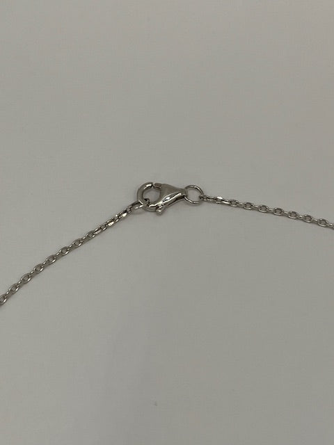 White Gold & Diamond Pave and Link Chain Pendant Necklace for Her
