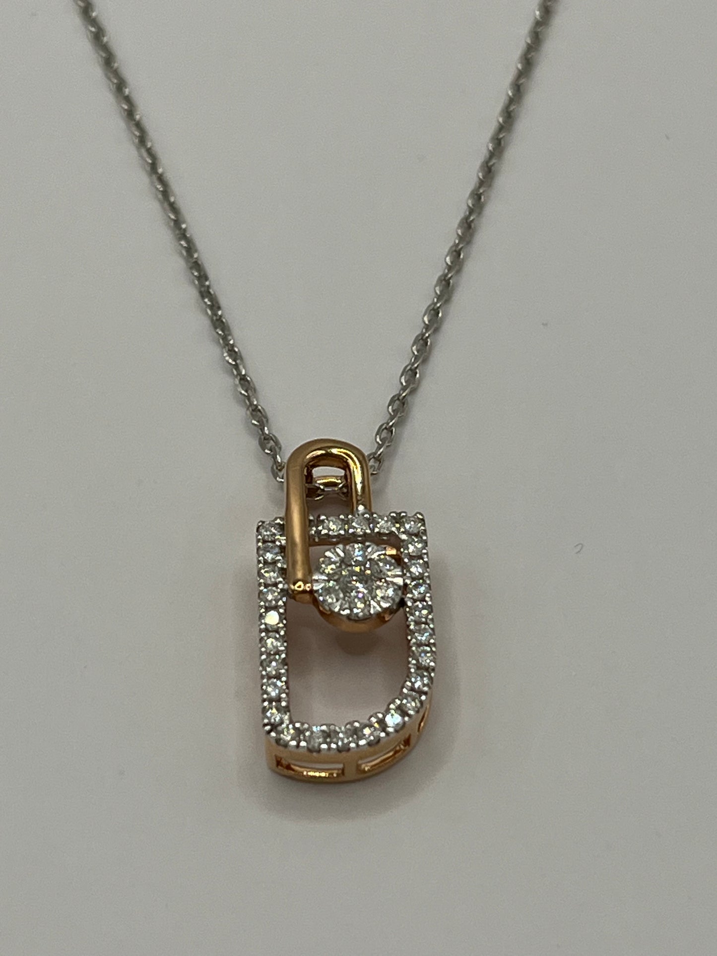 Diamond Pave Lock Pendant Necklace