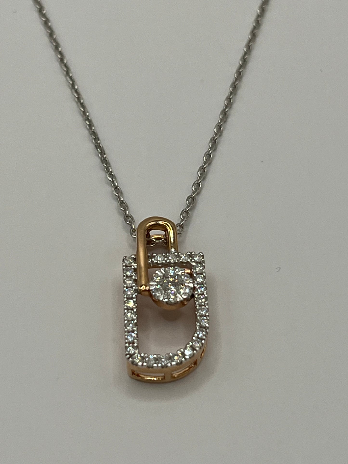 Diamond Pave Lock Pendant Necklace