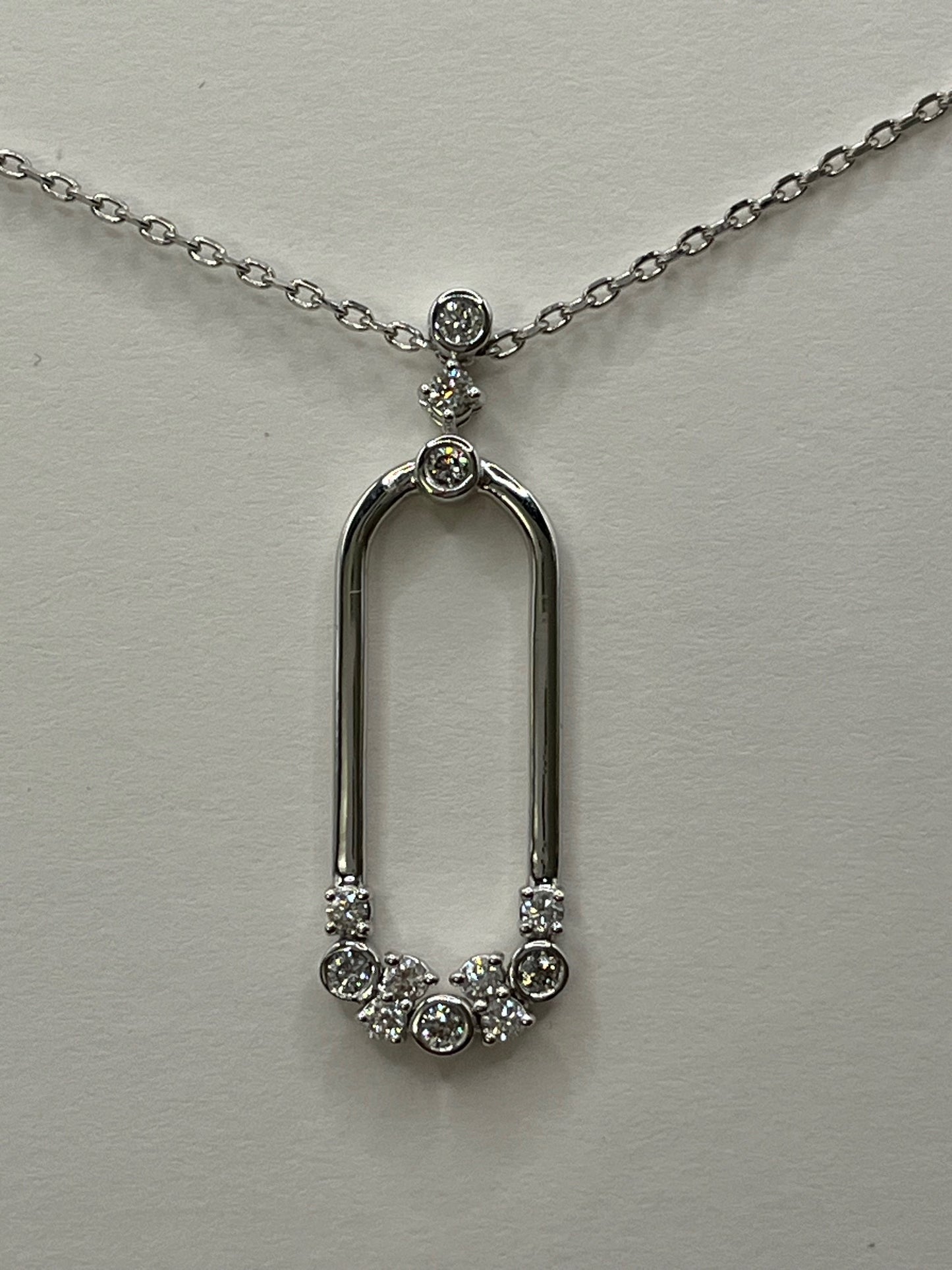 Diamond & Gold Ovate Filigree Pendant Necklace