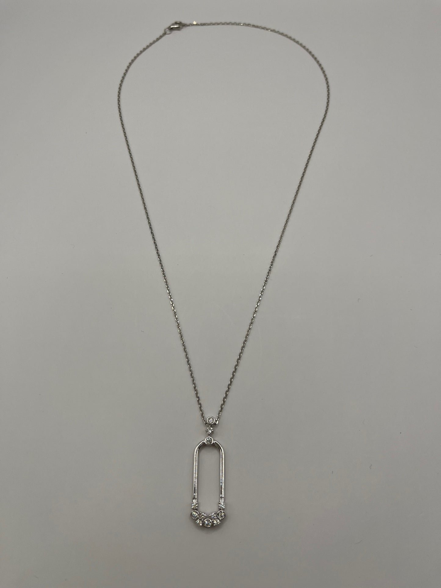 Diamond & Gold Ovate Filigree Pendant Necklace