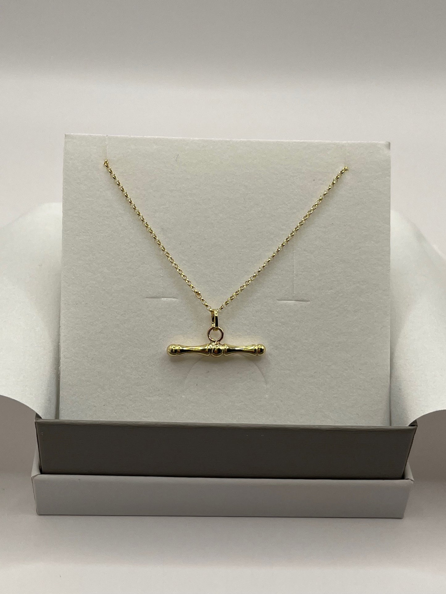 Yellow Gold T-bar Necklace for Her