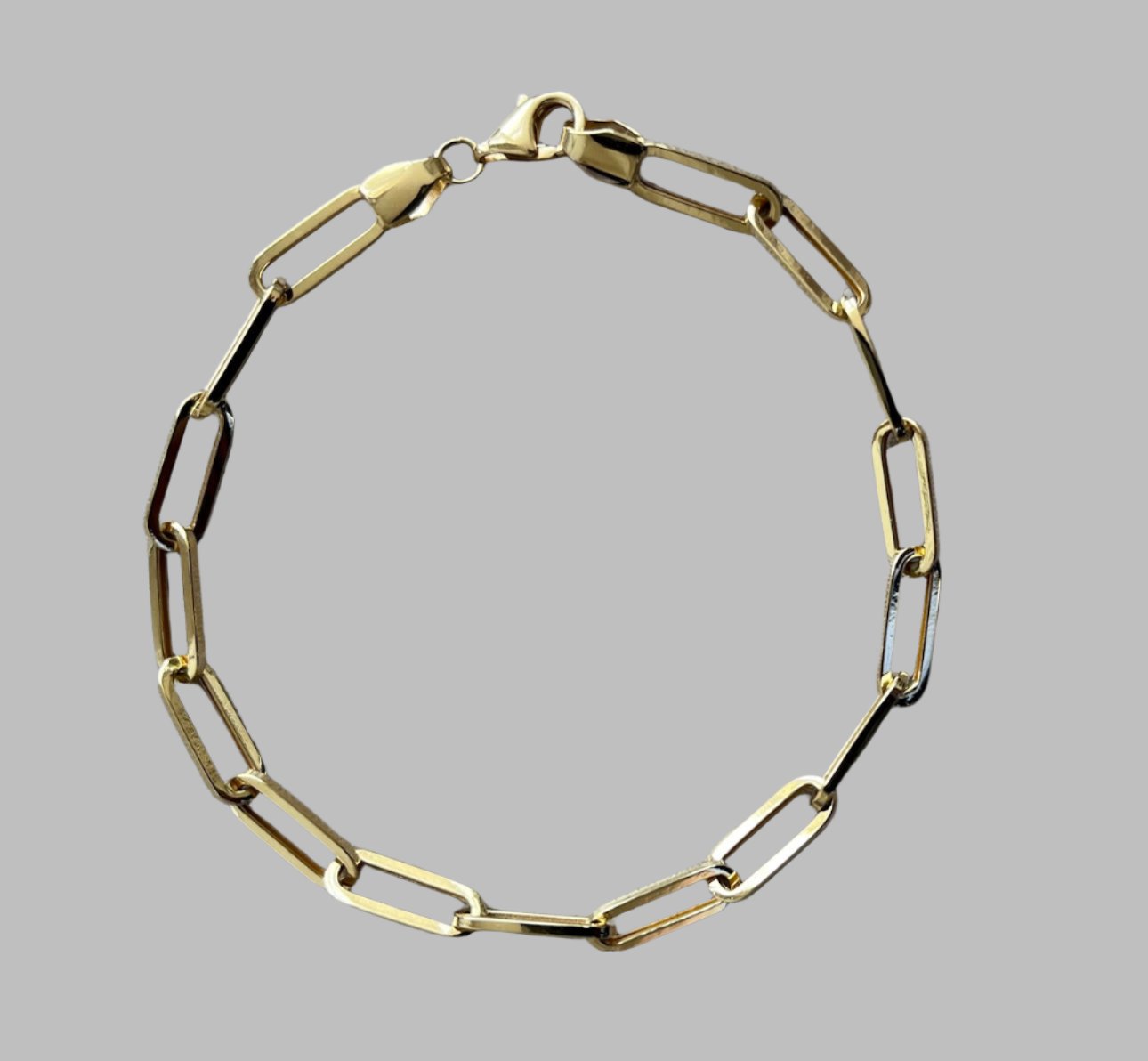 Yellow Gold Paperclip Link Chain Bracelet for Her