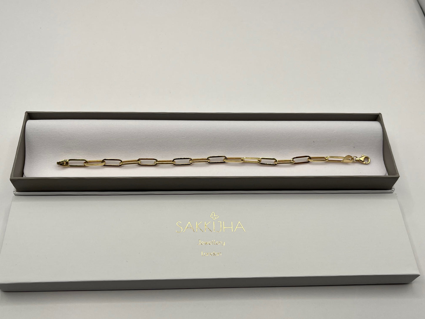Yellow Gold Paperclip Link Chain Bracelet for Her