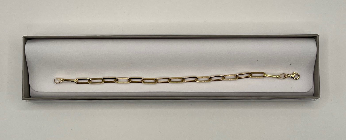 Yellow Gold Paperclip Link Chain Bracelet for Her