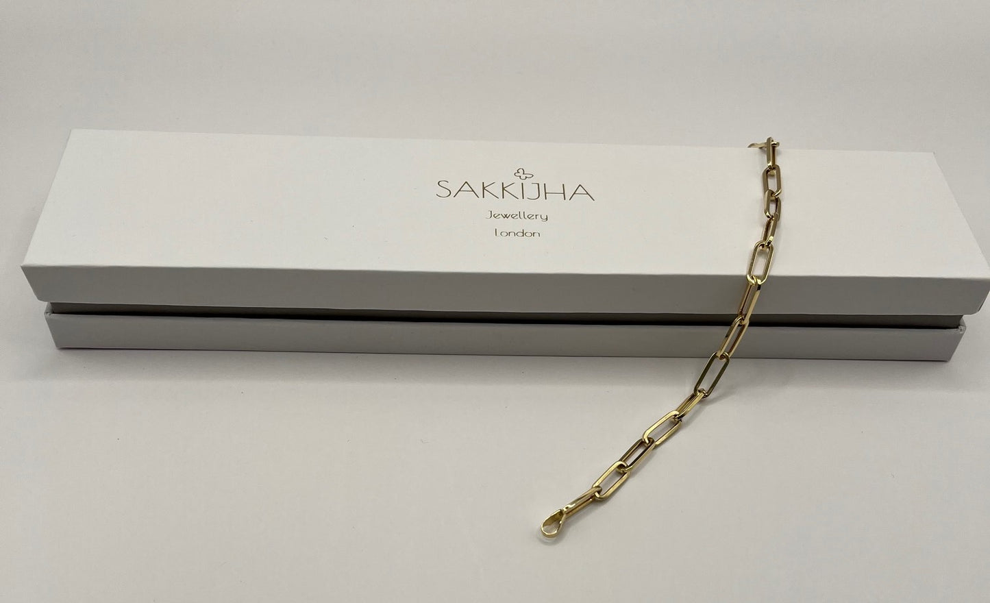 Yellow Gold Paperclip Link Chain Bracelet for Her