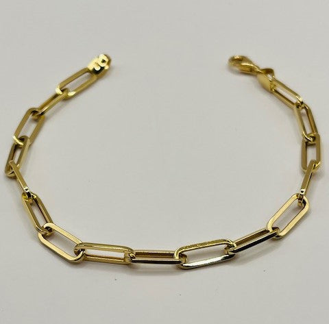 Yellow Gold Paperclip Link Chain Bracelet for Her