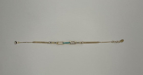 Enamelled Gold Paperclip Link Chain Bracelet for Her