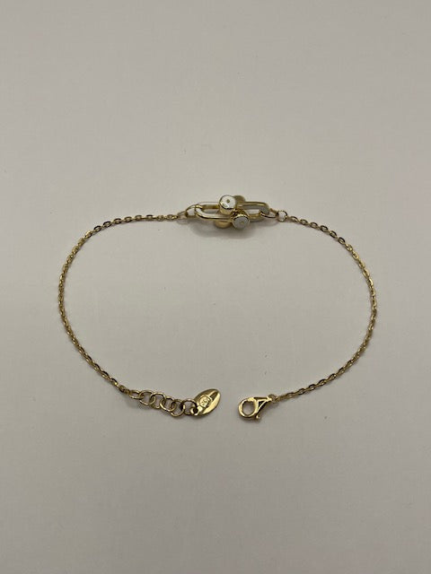 White Enamel Gold Elongated Link Chain Bracelet for Her